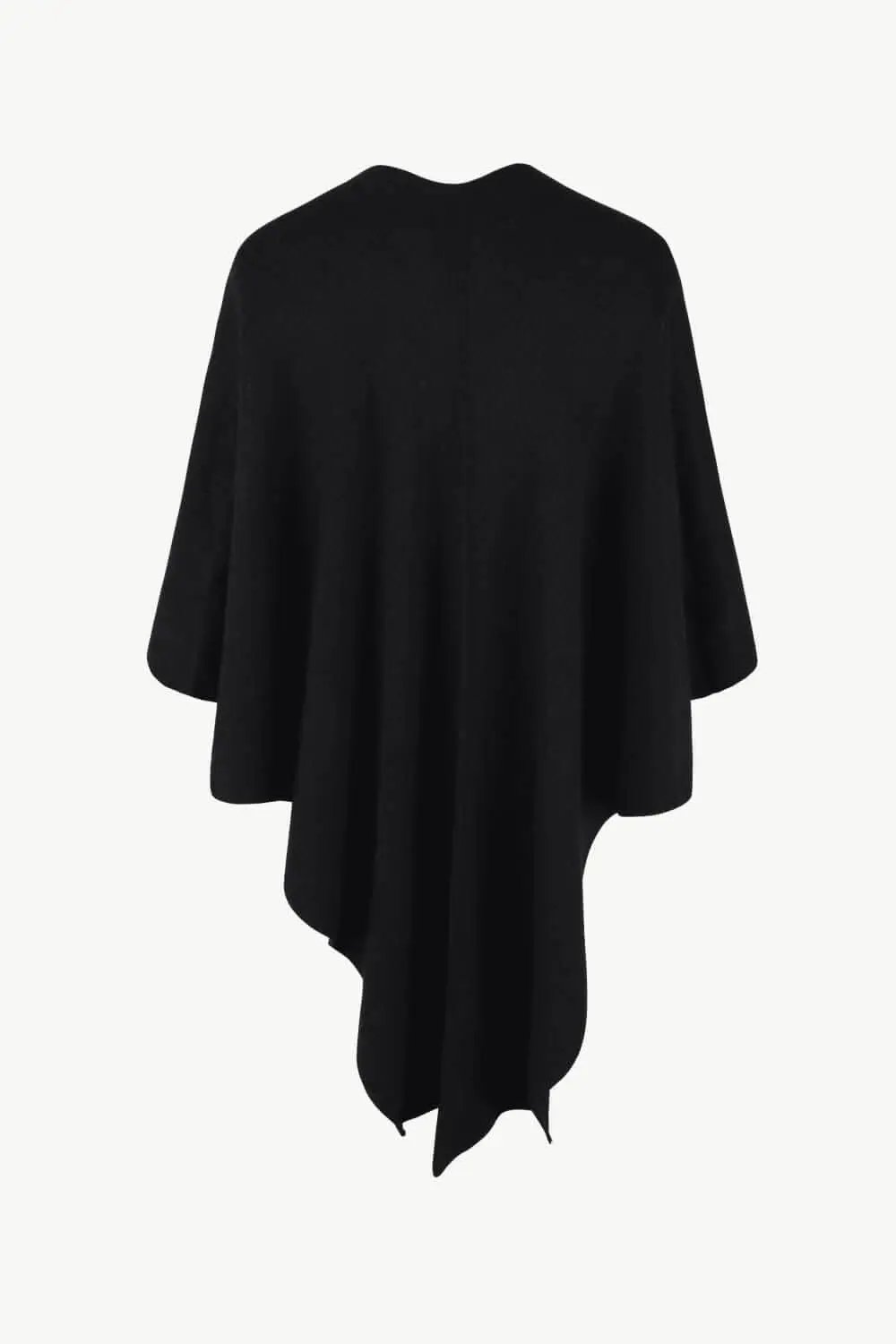 Trendsi Chic poncho with pom-pom trim
