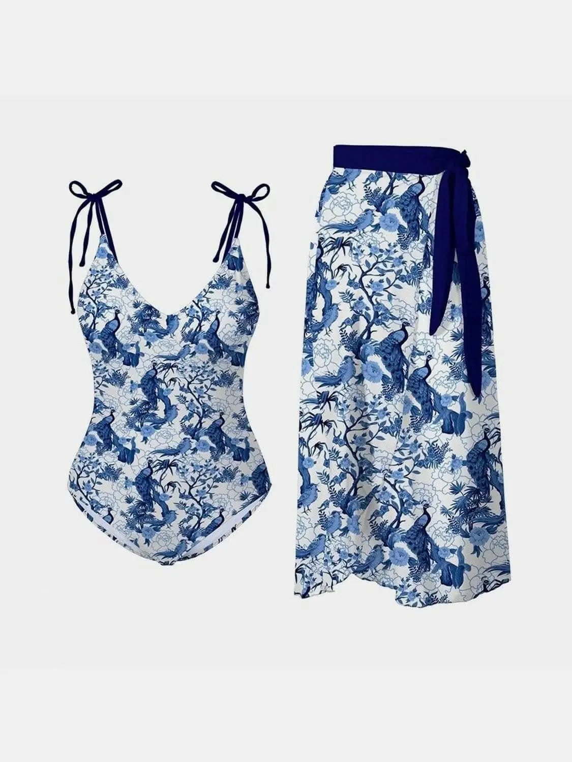 Trendsi swimwear - Chic printed bikini set with skirt