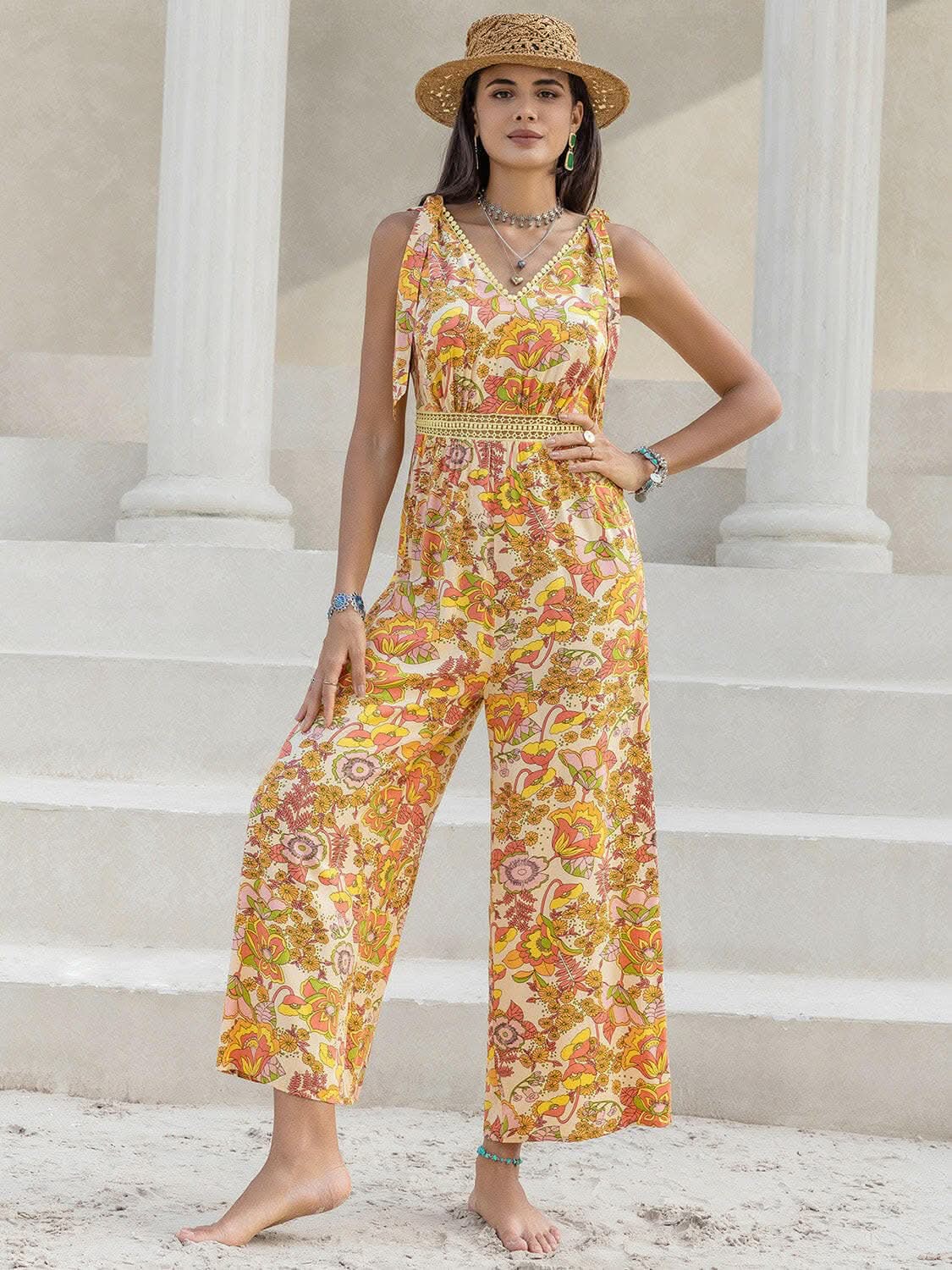 Trendsi just arrived - Chic printed v-neck jumpsuit
