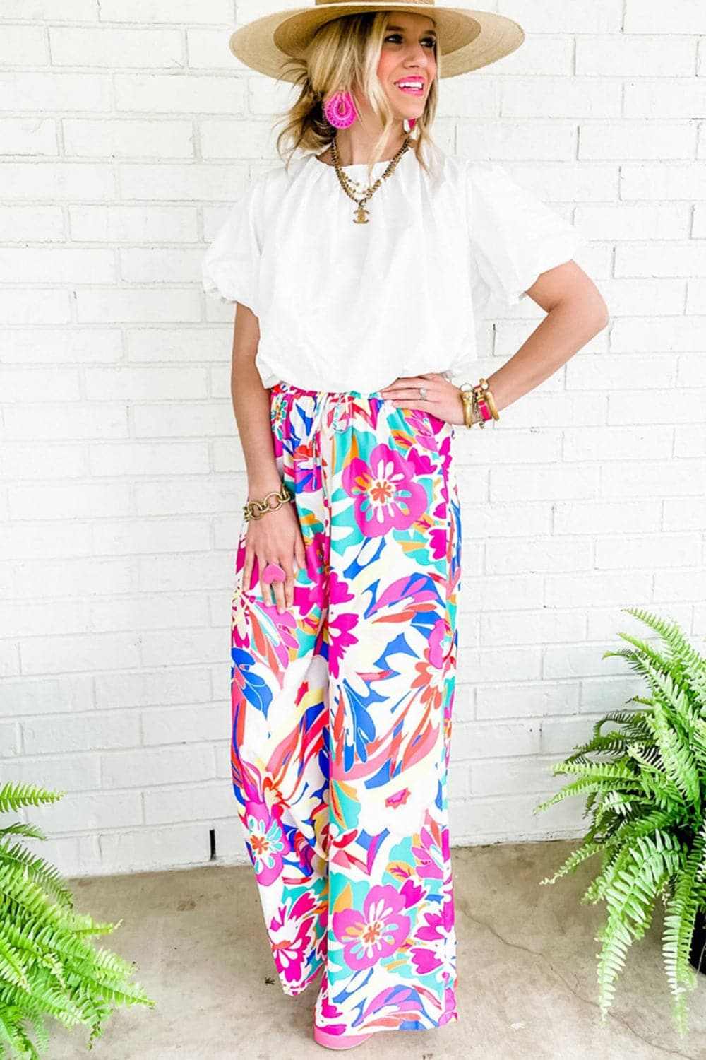 Trendsi Chic printed wide-leg pants