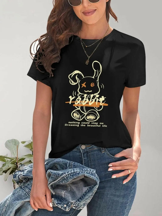 Trendsi just arrived - Chic rabbit graphic tee for women