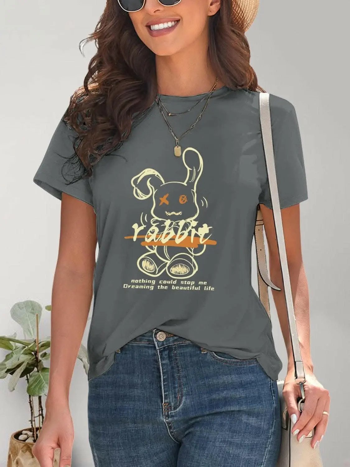 Trendsi just arrived - Chic rabbit graphic tee for women