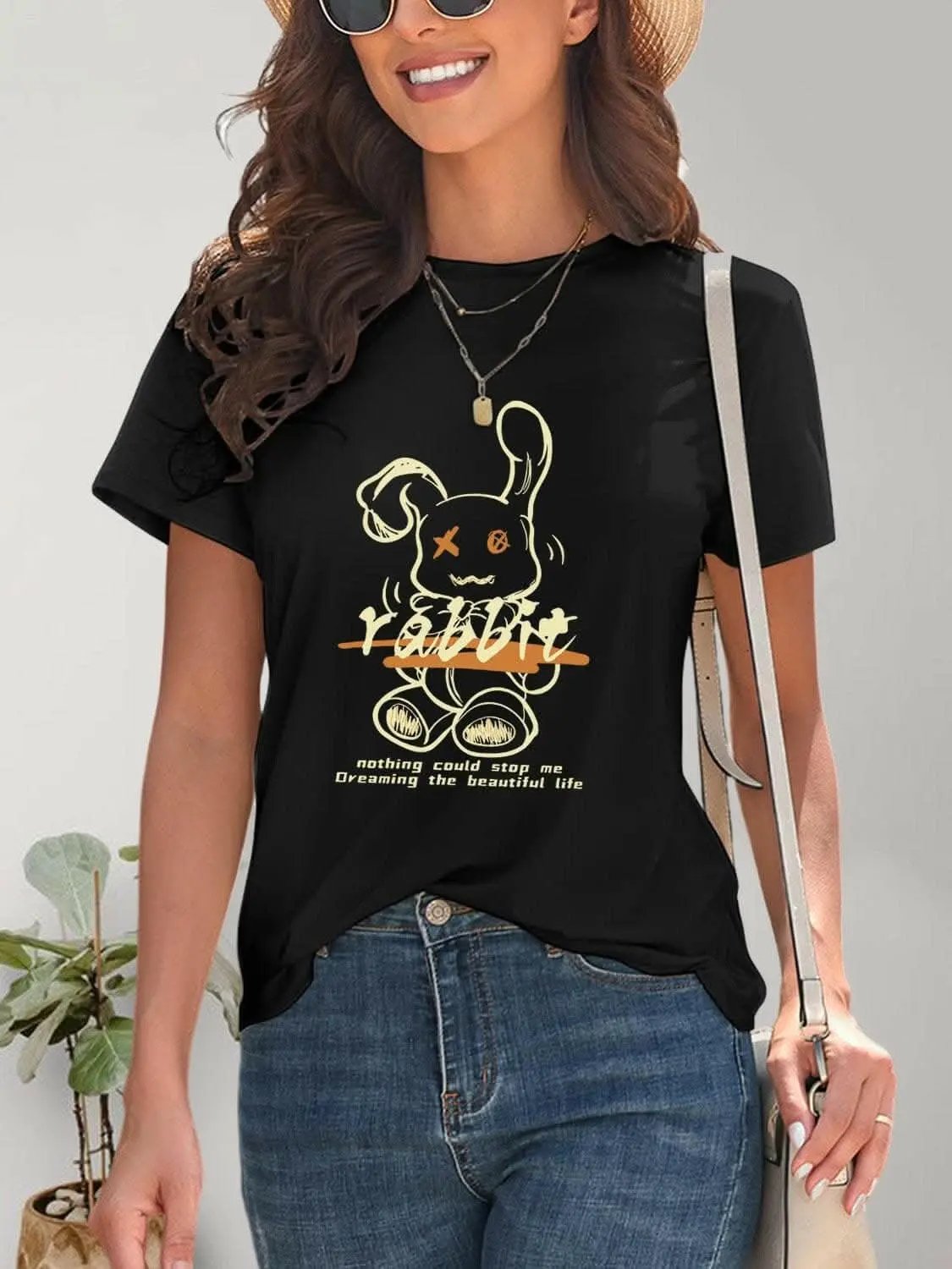 Trendsi just arrived - Chic rabbit graphic tee for women