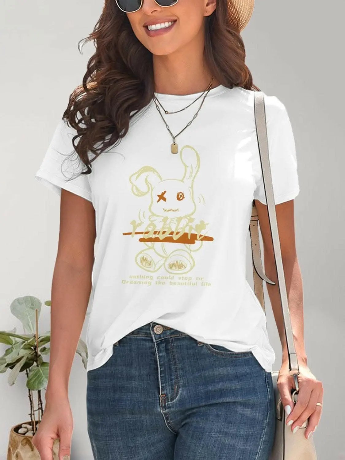 Trendsi just arrived - Chic rabbit graphic tee for women