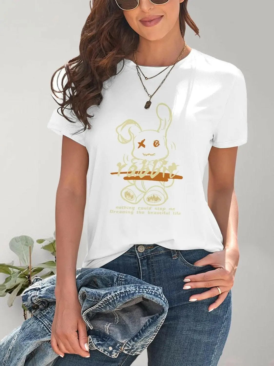 Trendsi just arrived - Chic rabbit graphic tee for women