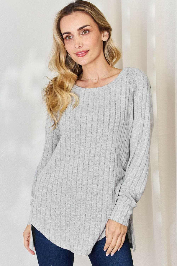 Trendsi TIKTOK - Chic ribbed round neck tee