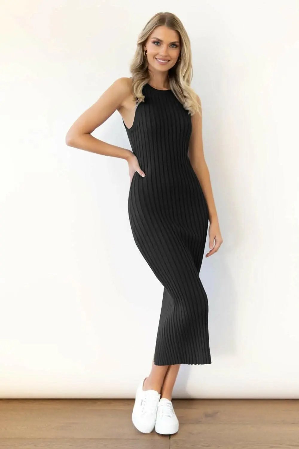 Trendsi Chic ribbed sleeveless dress