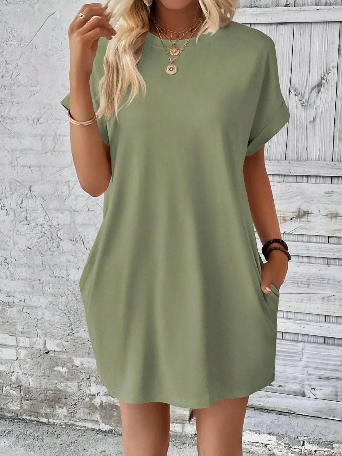 Trendsi Chic round neck mini dress