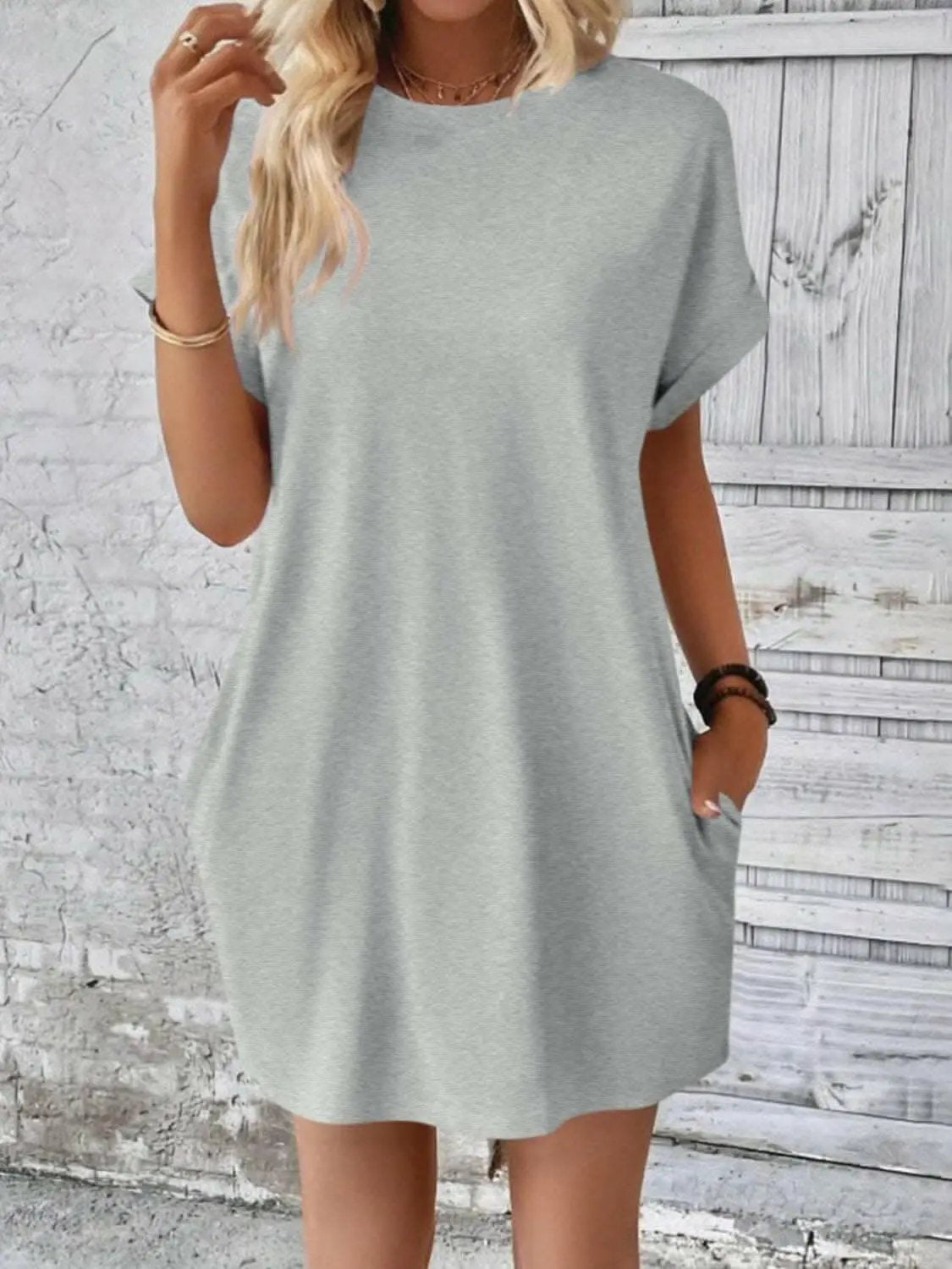 Trendsi Chic round neck mini dress