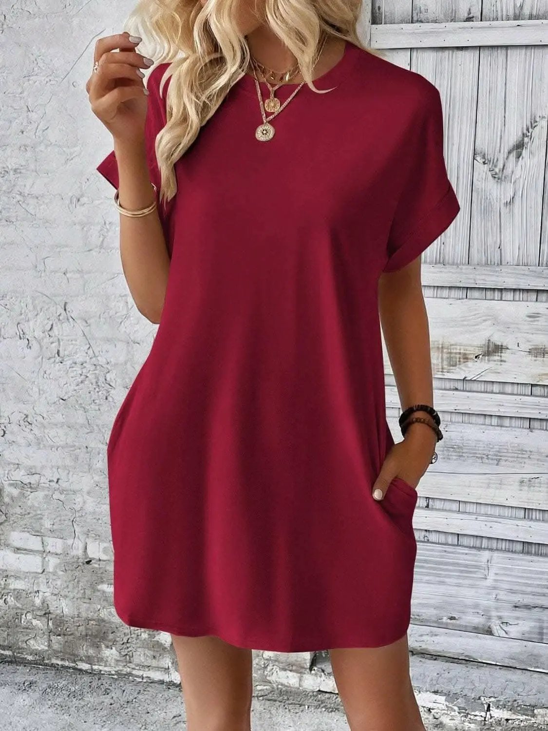 Trendsi Chic round neck mini dress