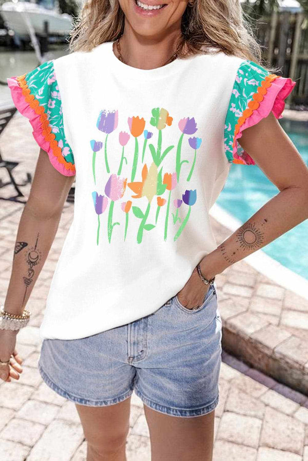 Trendsi Chic ruffled blouse - cap sleeves