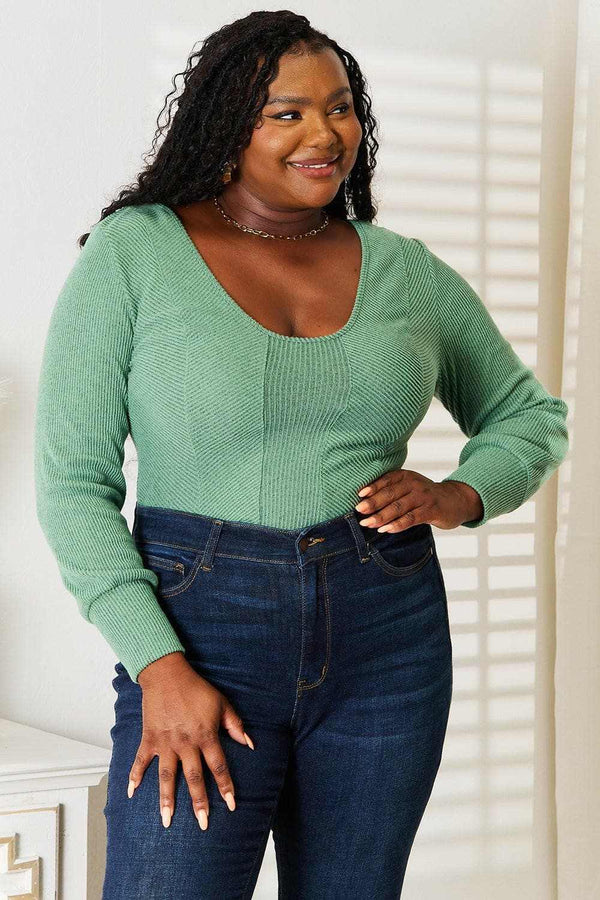 Trendsi TIKTOK - Chic scoop neck long sleeve top