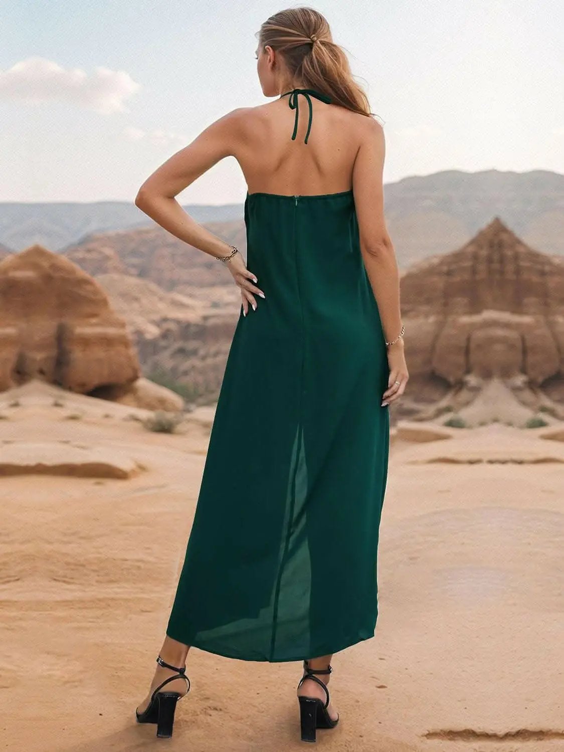 Trendsi Color - Chic sheer halter wide leg jumpsuit