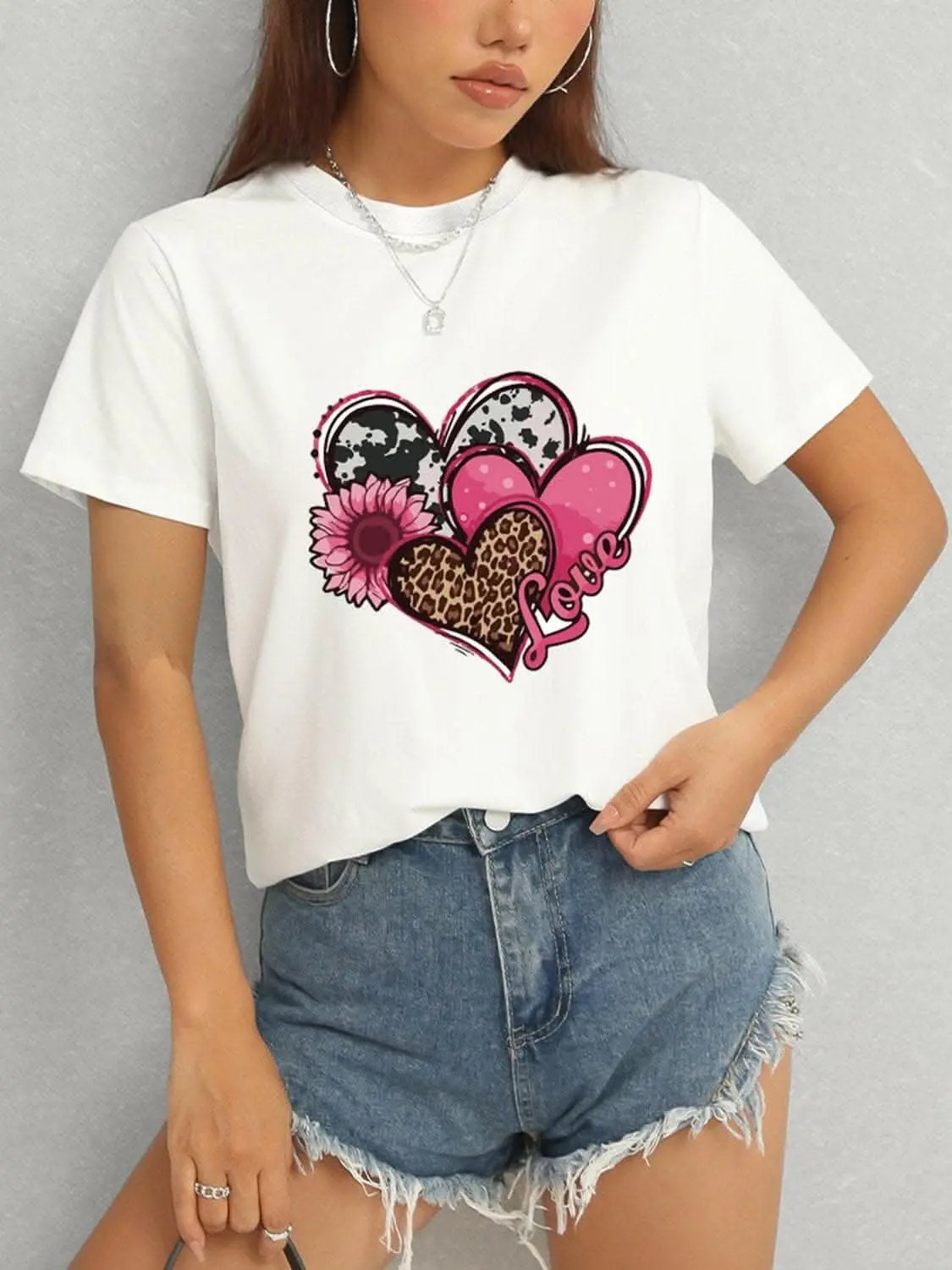 Trendsi Graphic - Chic sheer short sleeve blouse