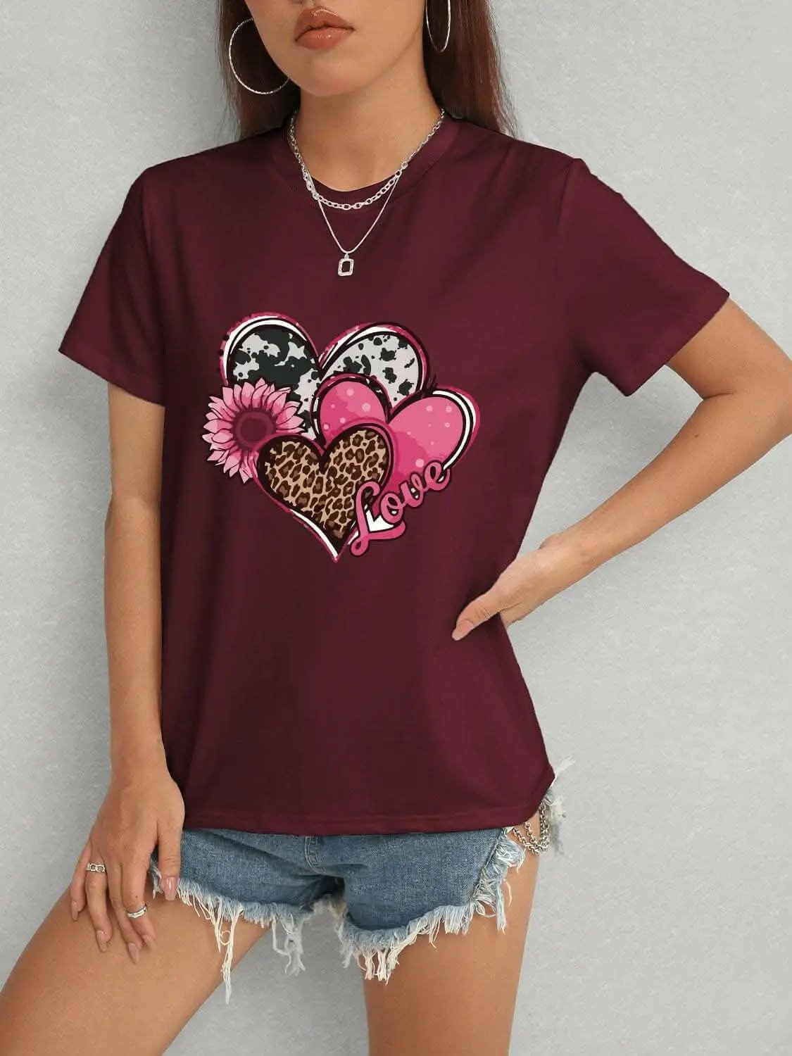 Trendsi Graphic - Chic sheer short sleeve blouse