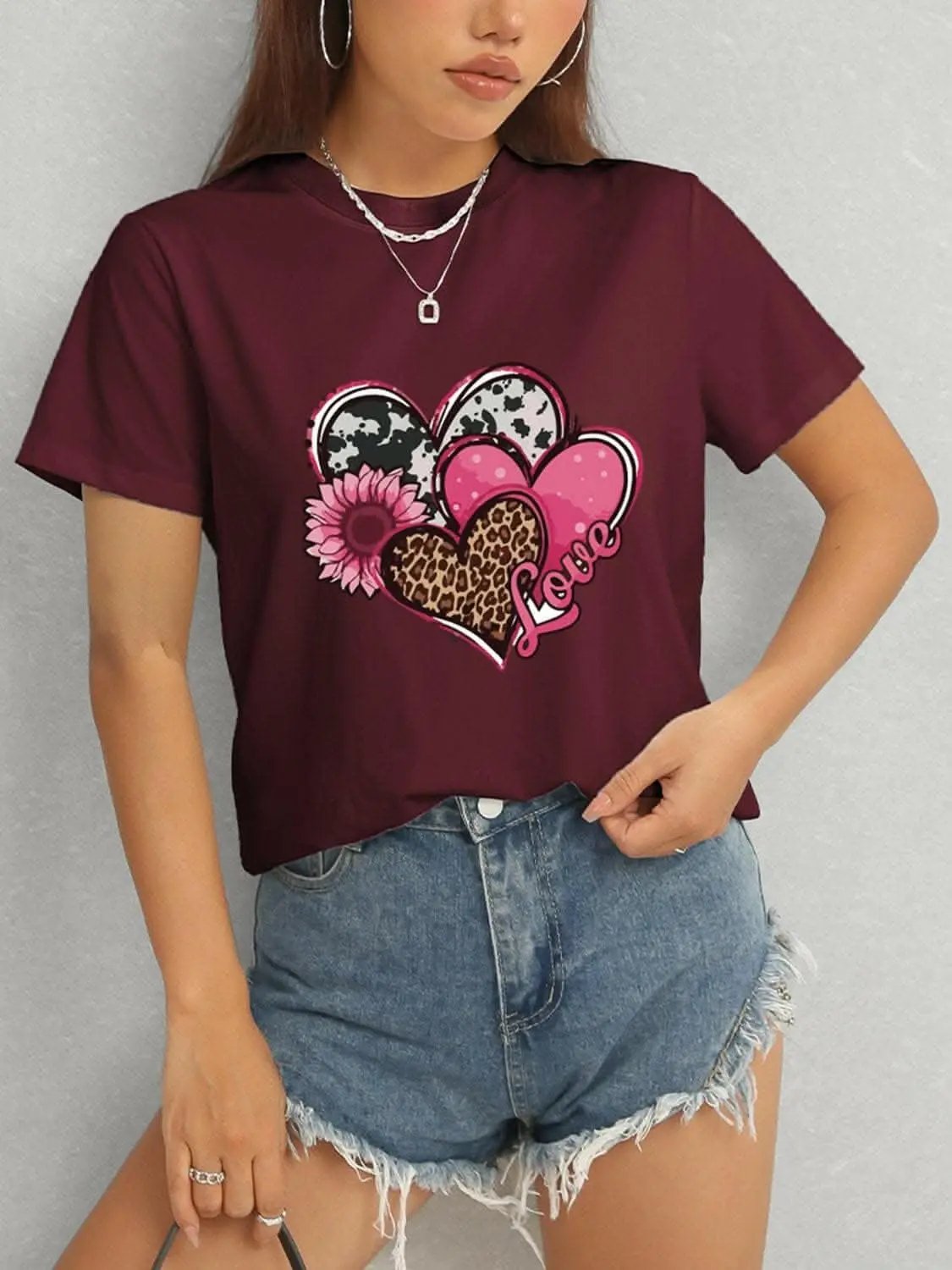 Trendsi Graphic - Chic sheer short sleeve blouse