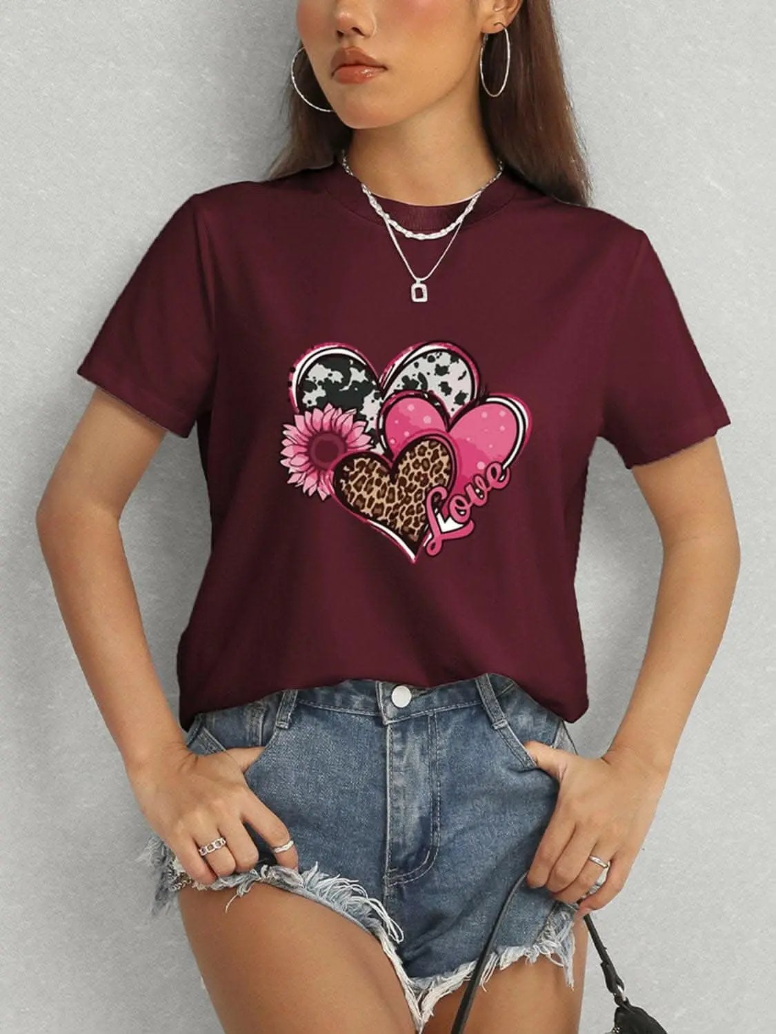 Trendsi Graphic - Chic sheer short sleeve blouse