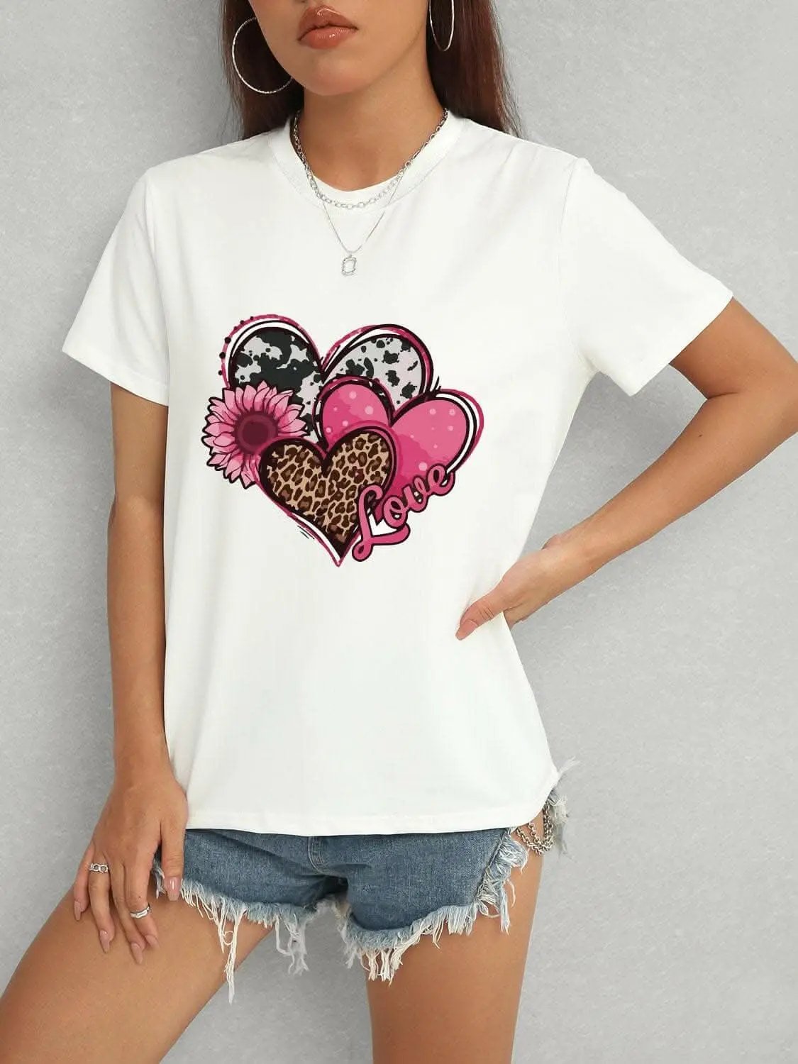Trendsi Graphic - Chic sheer short sleeve blouse