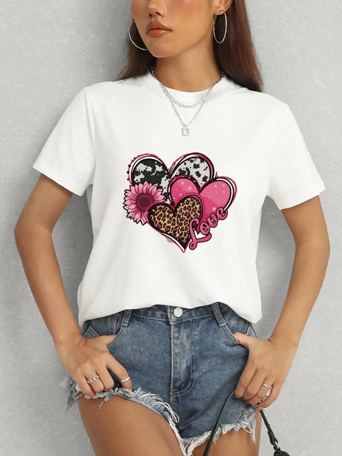 Trendsi Graphic - Chic sheer short sleeve blouse
