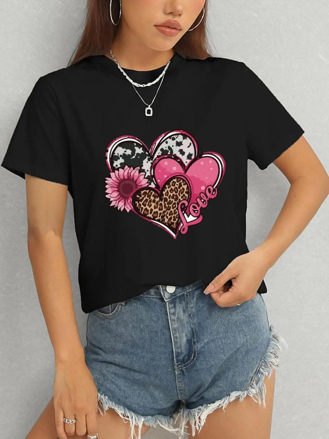 Trendsi Graphic - Chic sheer short sleeve blouse