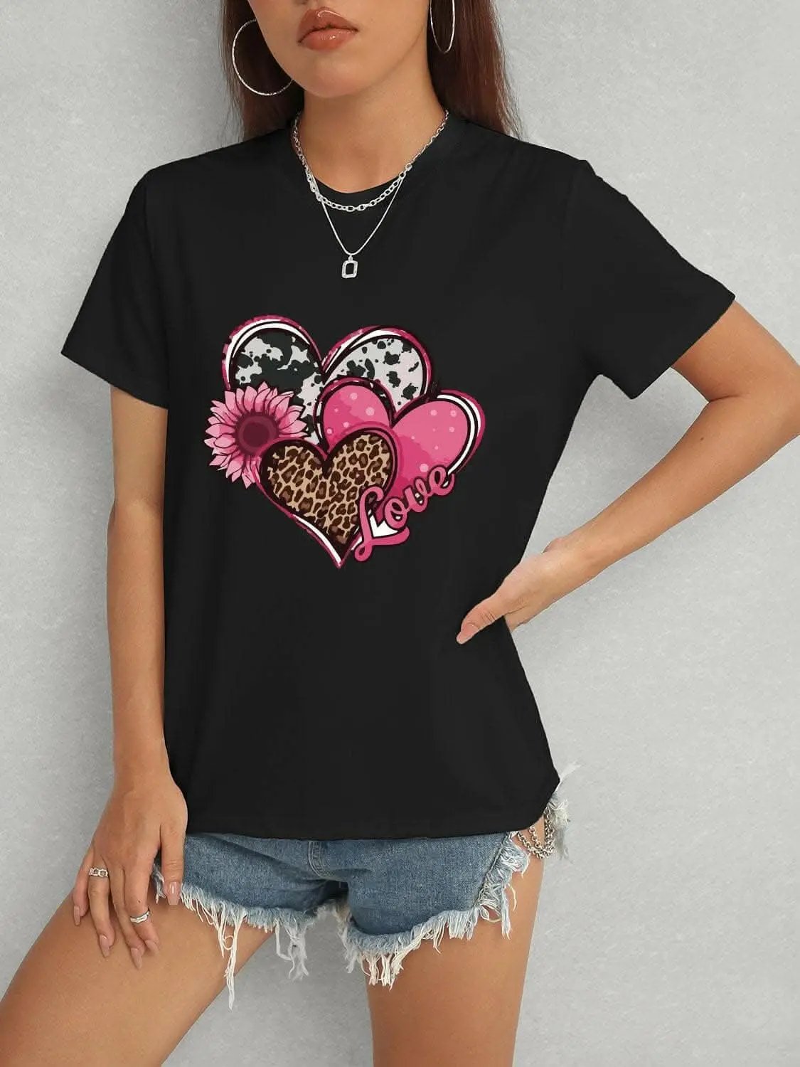 Trendsi Graphic - Chic sheer short sleeve blouse