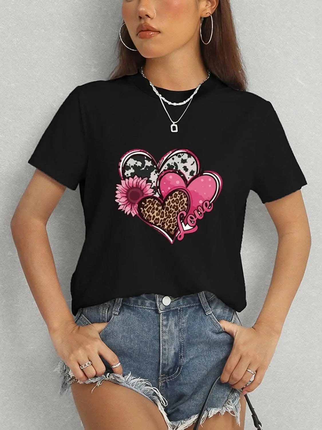 Trendsi Graphic - Chic sheer short sleeve blouse