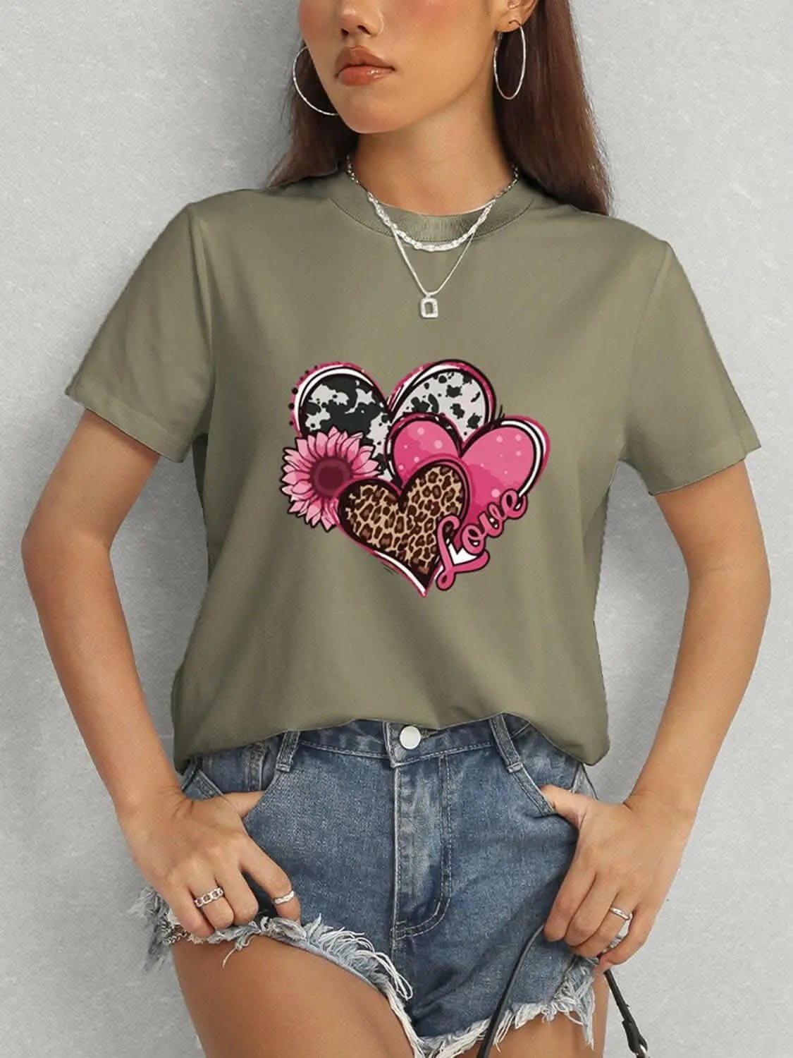 Trendsi Graphic - Chic sheer short sleeve blouse
