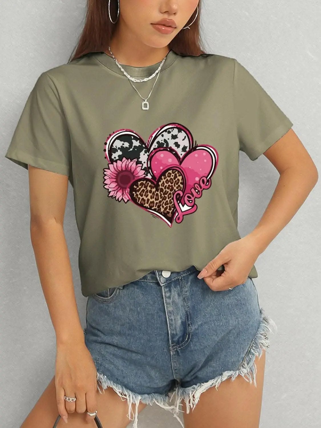 Trendsi Graphic - Chic sheer short sleeve blouse