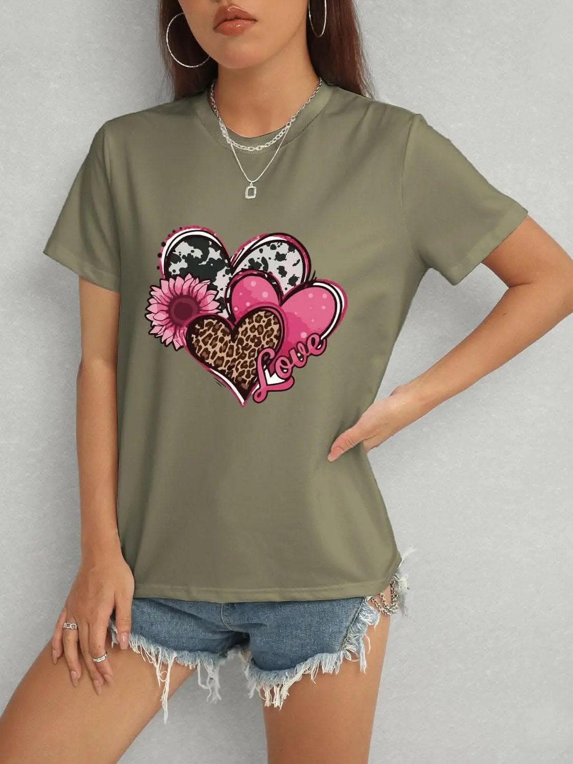 Trendsi Graphic - Chic sheer short sleeve blouse