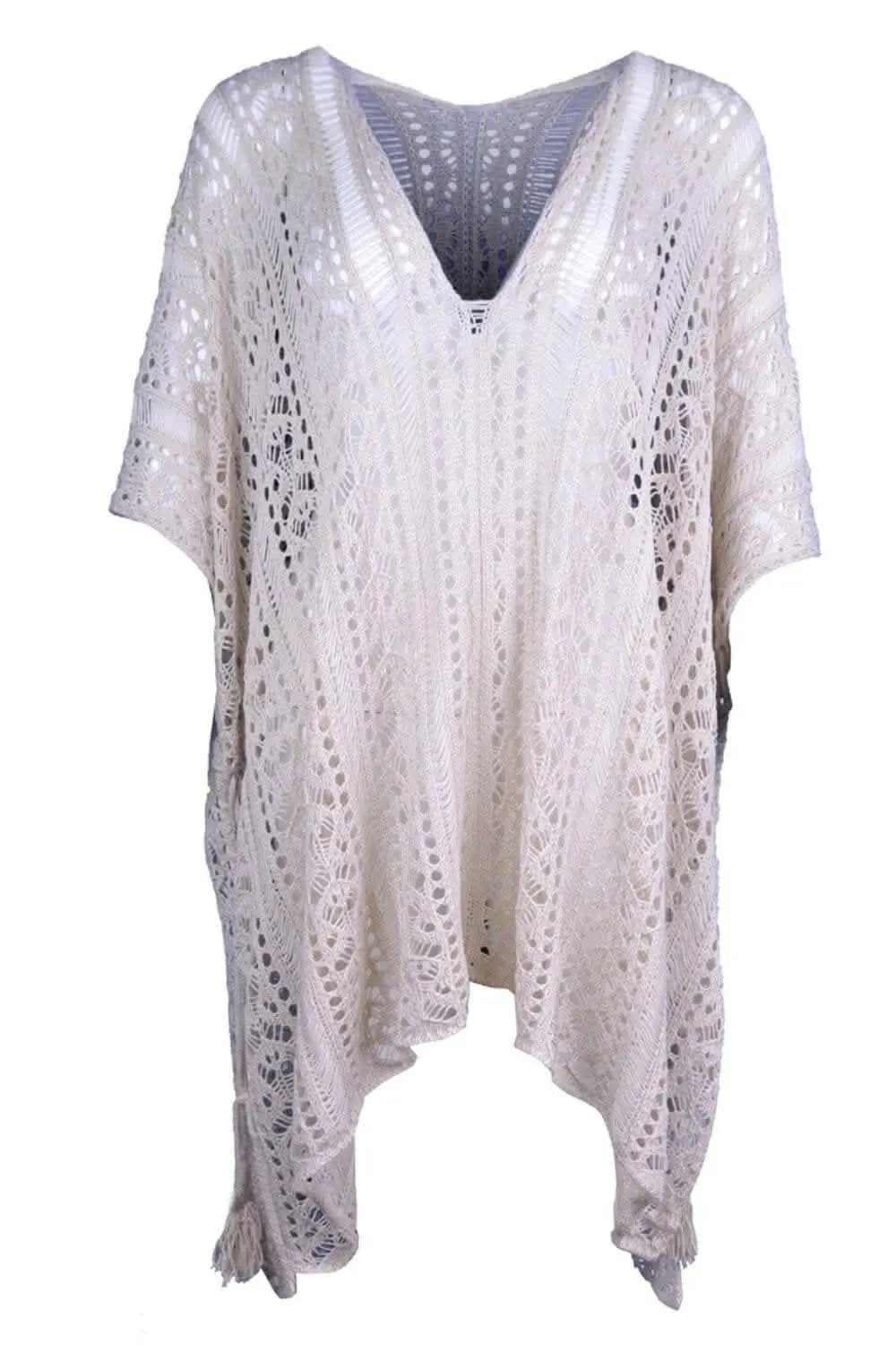 Swimwear Cover-up - Sheer V-Neck Tassels - Chic