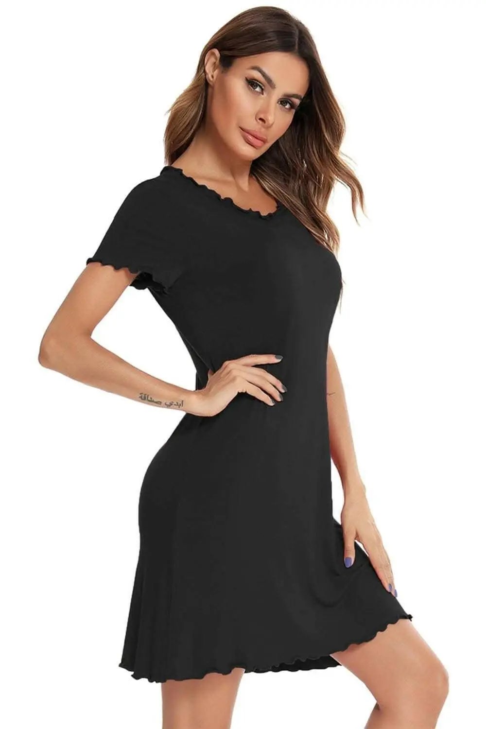 Short Sleeve Lounge Dress - Chic Sleep & Relax - Effortless Comfort
