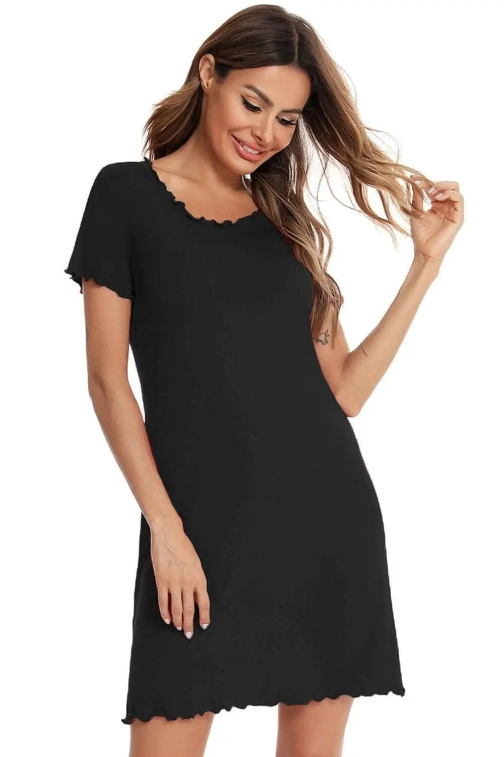 Short Sleeve Lounge Dress - Chic Sleep & Relax - Effortless Comfort