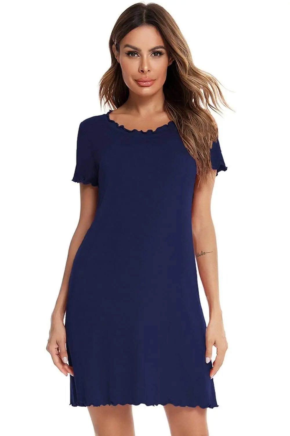 Short Sleeve Lounge Dress - Chic Sleep & Relax - Effortless Comfort
