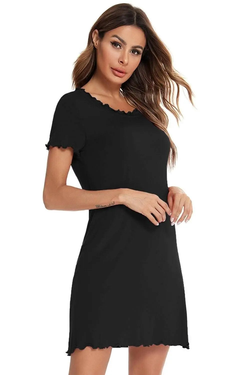 Short Sleeve Lounge Dress - Chic Sleep & Relax - Effortless Comfort