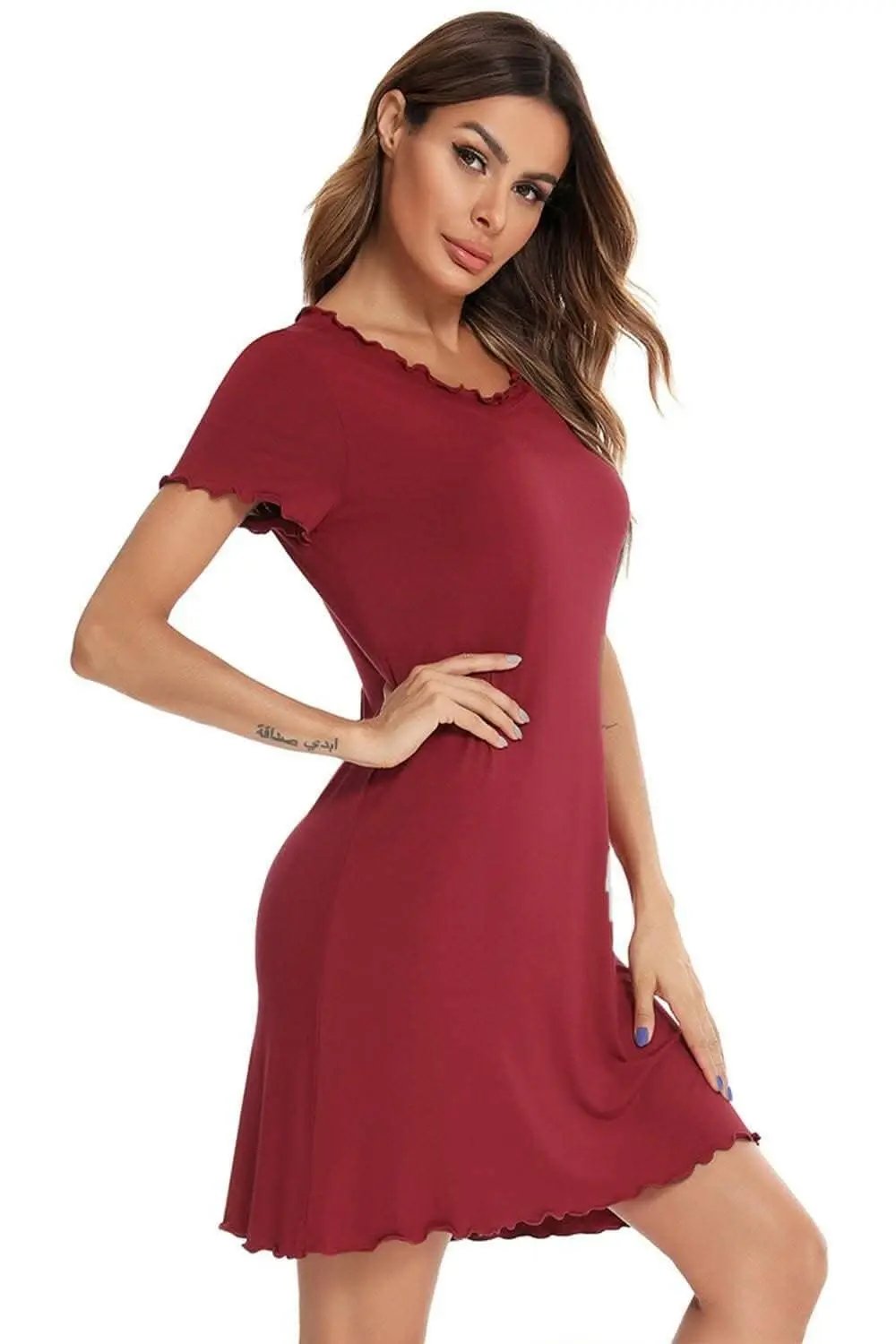 Short Sleeve Lounge Dress - Chic Sleep & Relax - Effortless Comfort