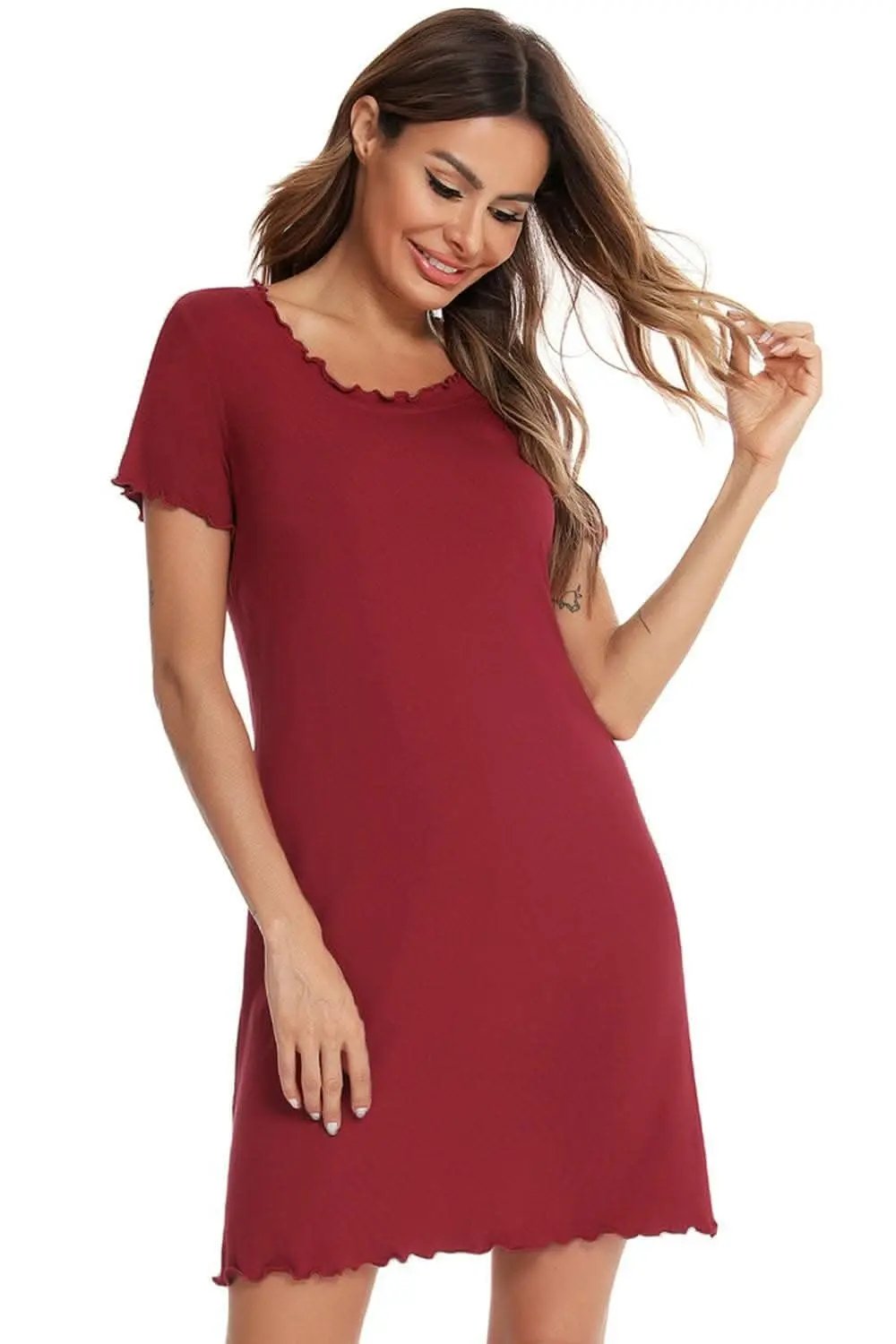 Short Sleeve Lounge Dress - Chic Sleep & Relax - Effortless Comfort