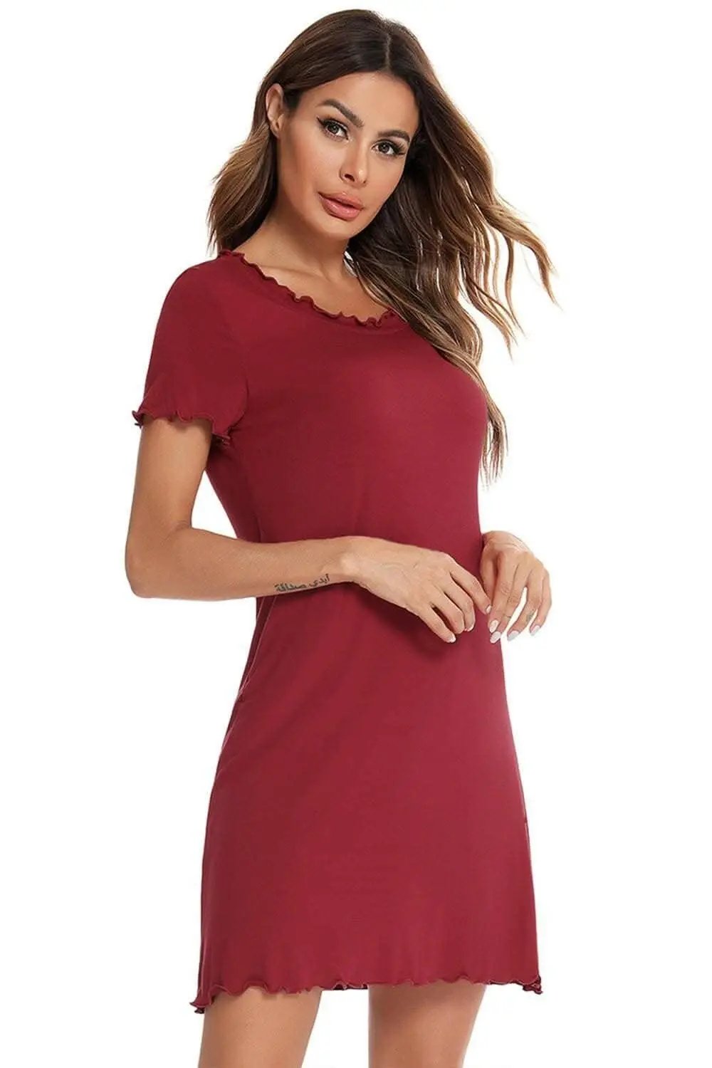 Short Sleeve Lounge Dress - Chic Sleep & Relax - Effortless Comfort
