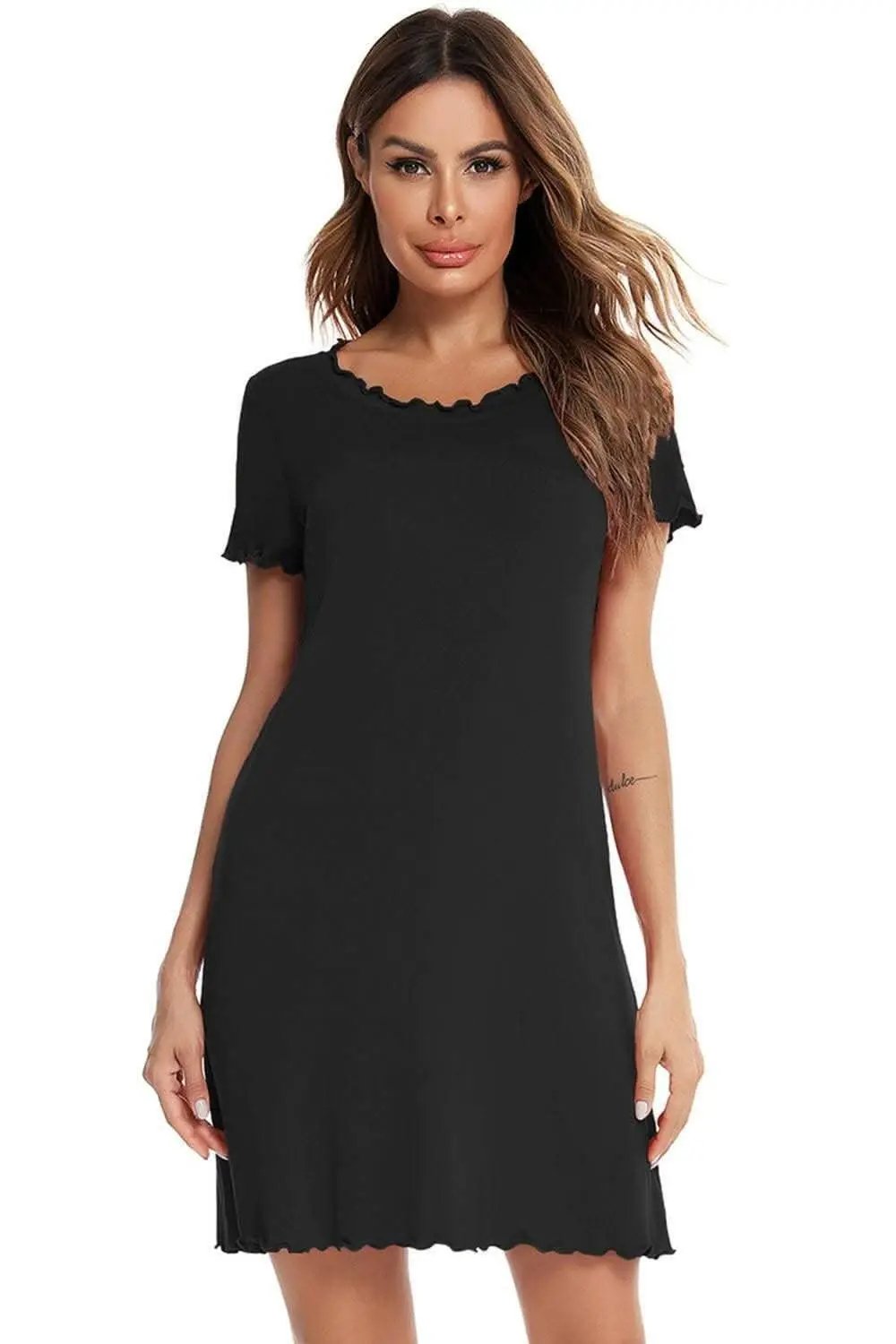 Short Sleeve Lounge Dress - Chic Sleep & Relax - Effortless Comfort