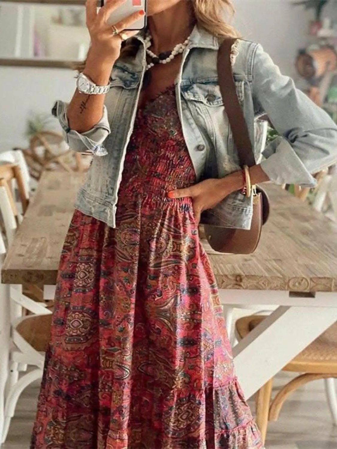 Trendsi Chic smocked v-neck dress