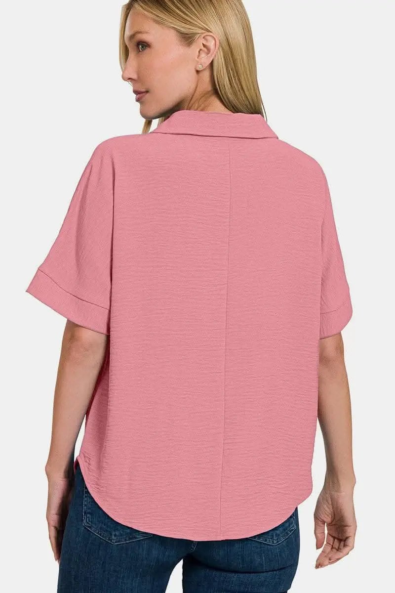 Trendsi Zenana Textured Top Women's Casual Tee Soft, Short Sleeve