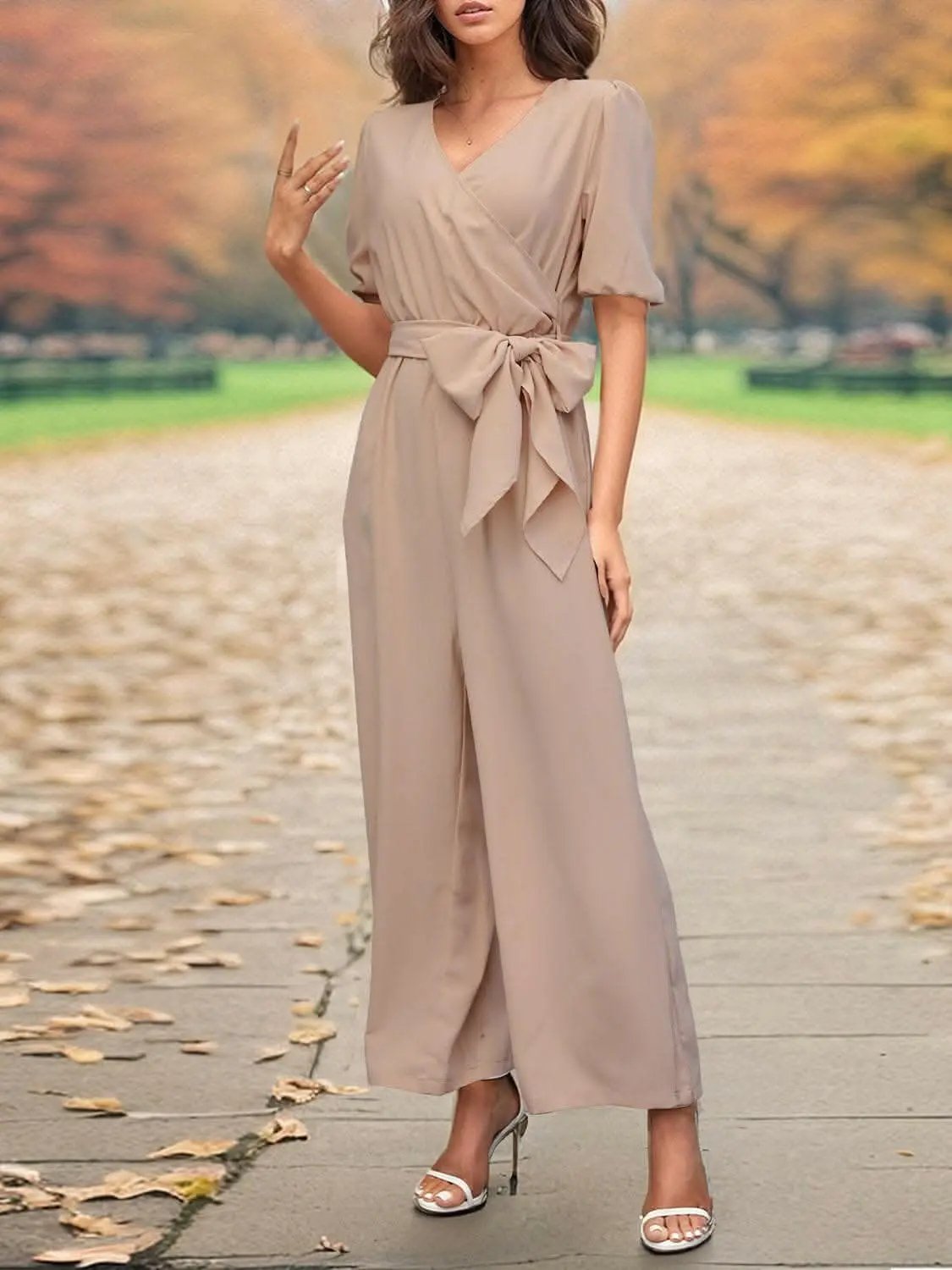 Trendsi just arrived - Chic tied sleeve wide leg jumpsuit