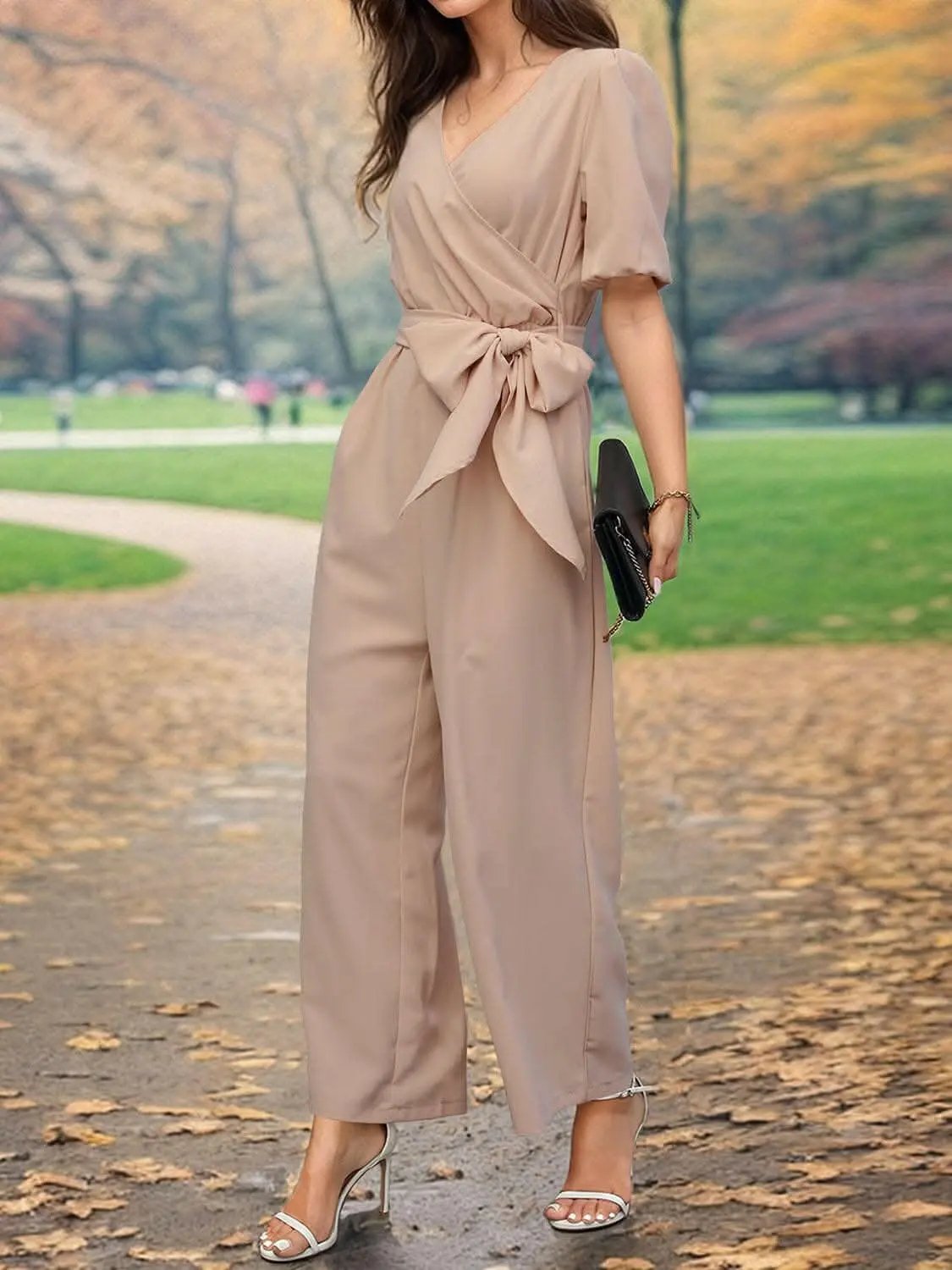 Trendsi just arrived - Chic tied sleeve wide leg jumpsuit