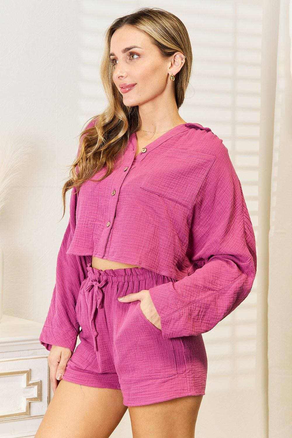 Two-Piece Top Set - Button-Front - Chic Style
