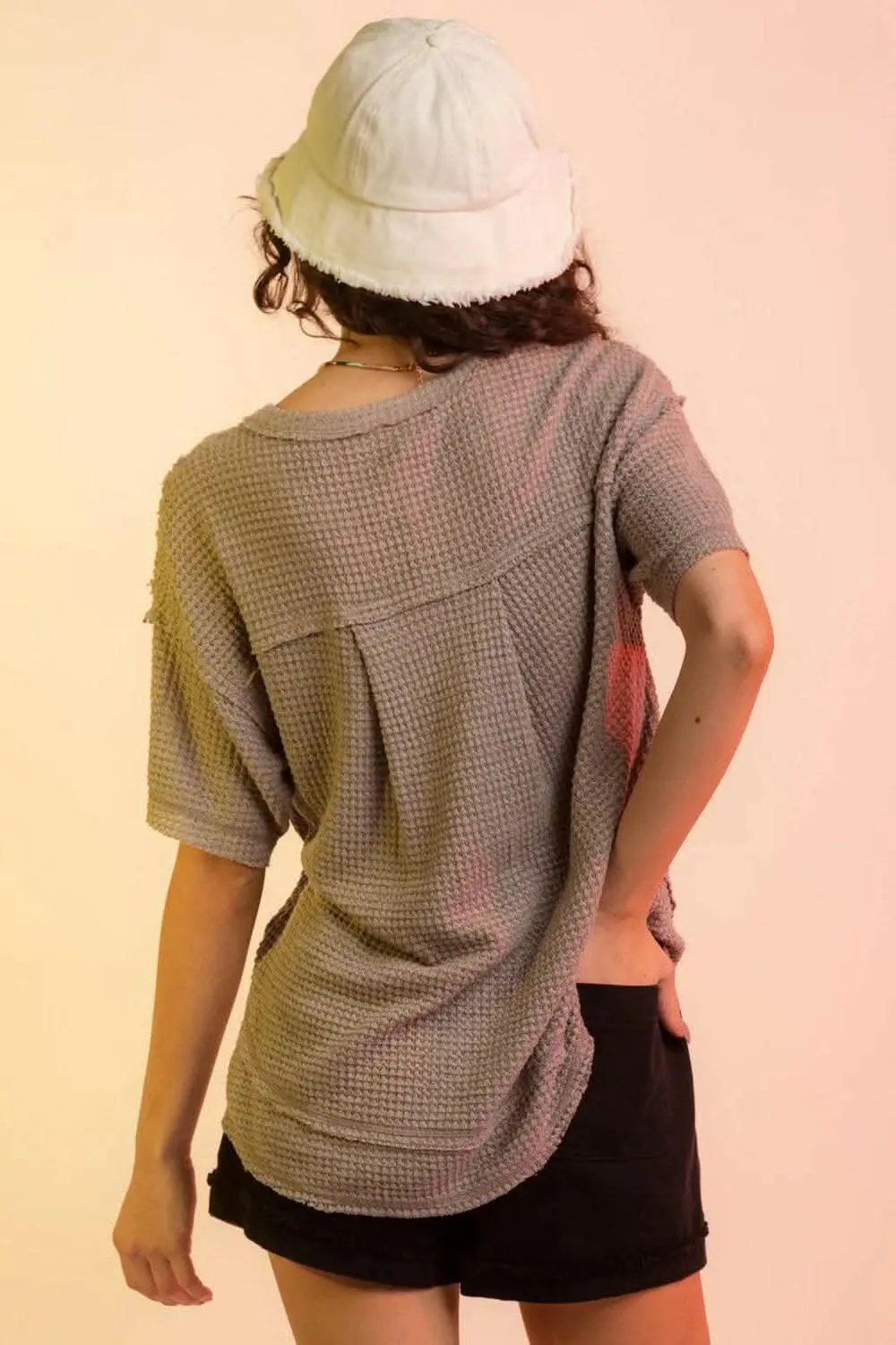 Trendsi just arrived - Chic waffle-knit half sleeve tee