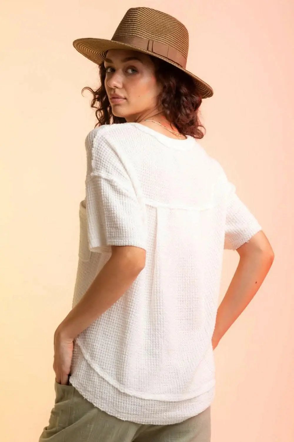 Trendsi just arrived - Chic waffle-knit half sleeve tee