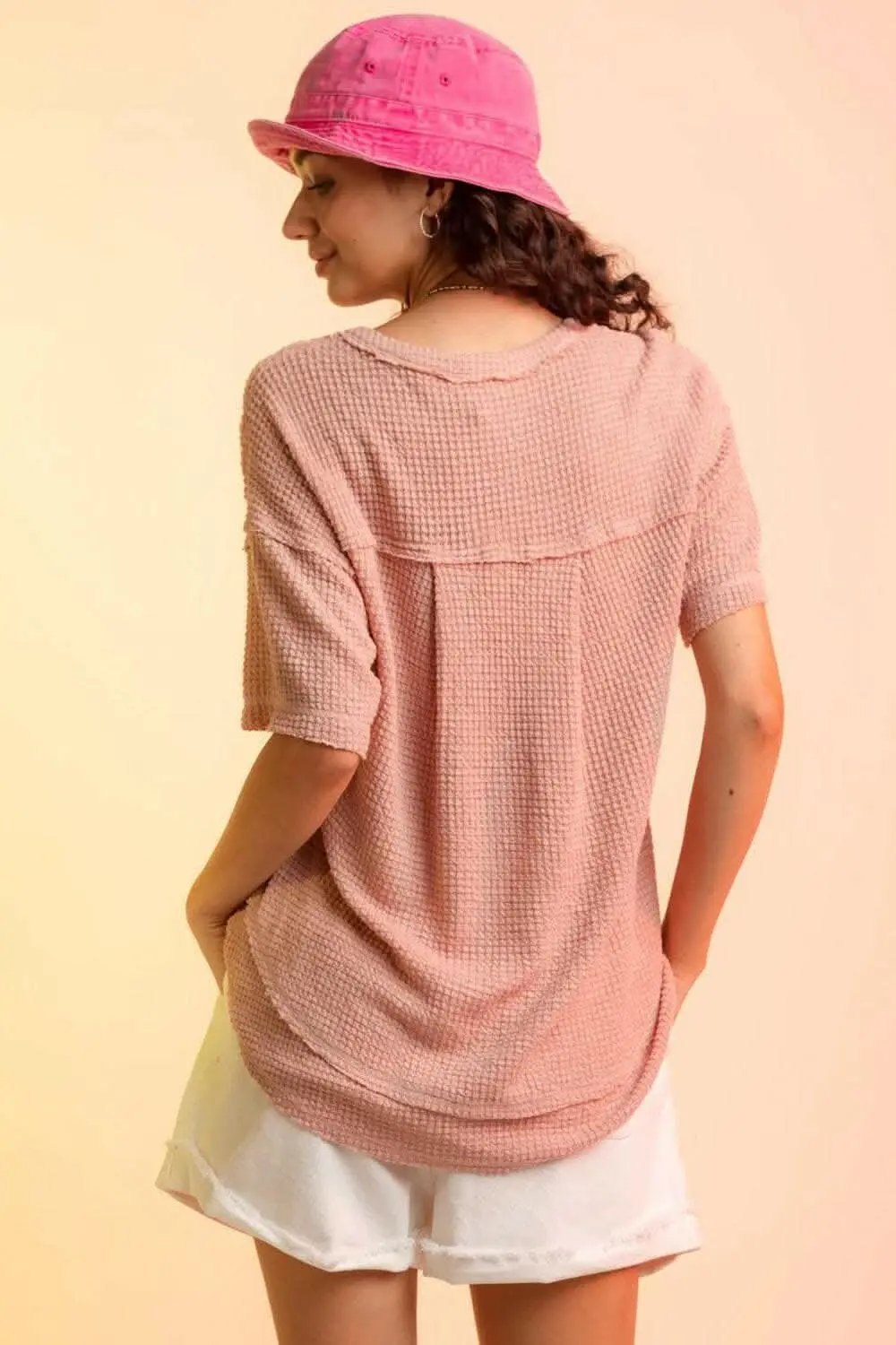 Trendsi just arrived - Chic waffle-knit half sleeve tee