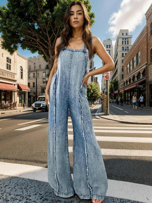 Trendsi Premium Chic wide leg denim overalls