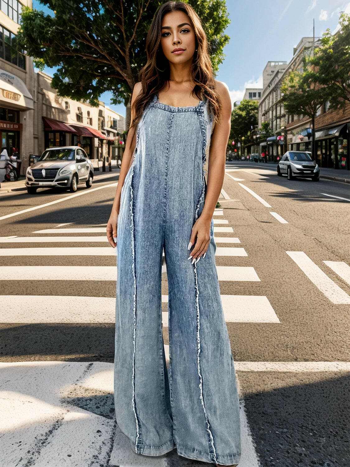 Trendsi Premium Chic wide leg denim overalls