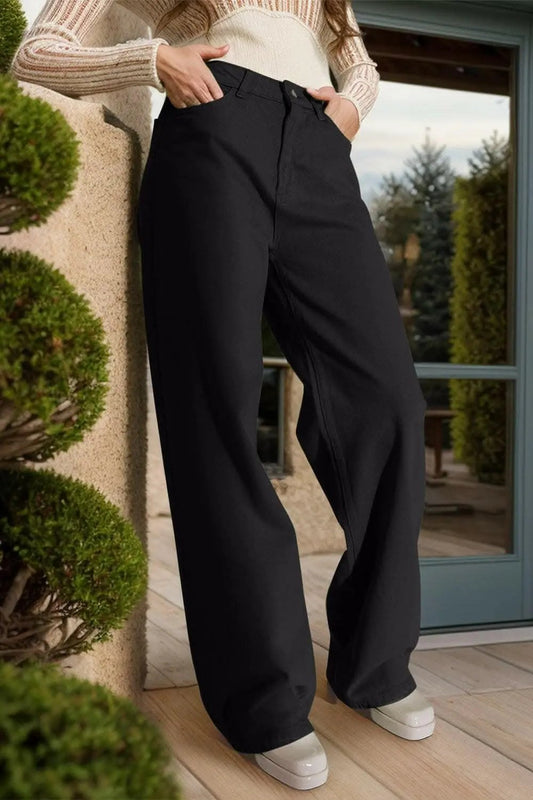 Trendsi Premium Wide Leg Jeans Women's Chic Denim Pants with Pockets