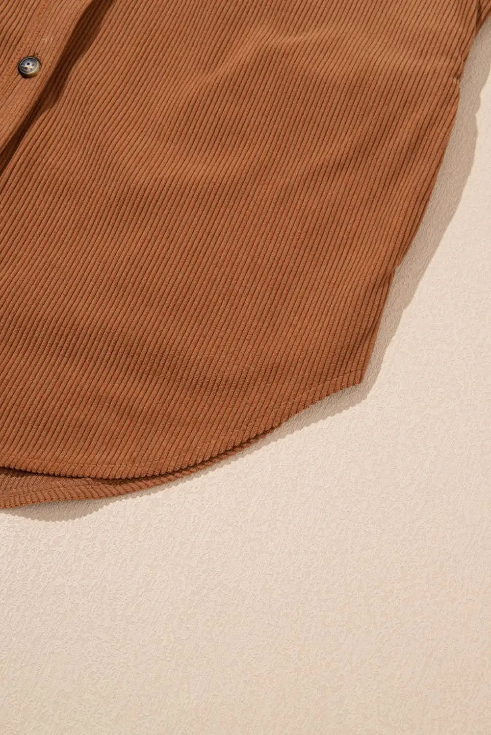 Love Salve Cinnamon Corduroy Women's Everyday Shacket: Flap Pocket, Button Up